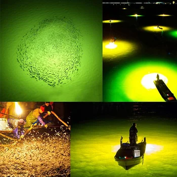 100W 12 LED Podvodna Zelena Ribolov Svetloba Podvodno Ribe Finder Lučka Za Baterije AA