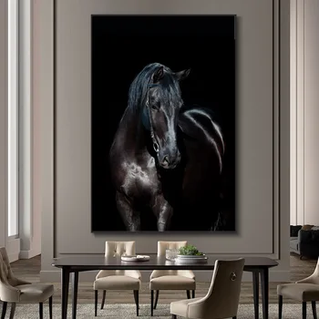 Sodobna Živali Platna Slike Skoki Kul Konj Črno-Belo Tiskanje Plakatov Wall Art Slike za Dnevni Sobi Doma Dekor
