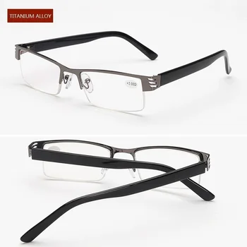 Titanove Zlitine Mens Obravnavi Očala Presbyopia Moških Pol Okvir Poslovnih Računalnik Očala Smolo 1.0 1.5 2.0 2.5 3.0 3.5 4.0