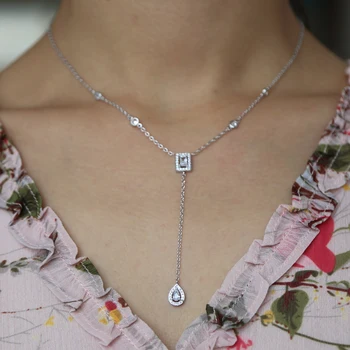 2018 poroko posla dolgo ogrlica za ženske Y lariat design kvadratnih kaplja vode čar cz postaja modni ovratnik verige nakit