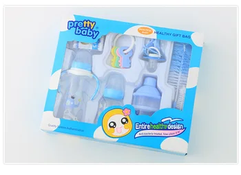VROČE Novorojenčka steklenico darilo komplet dojenček pp steklenico dodatki ščetka za igrača cucla bombažno krpo grelnik vode mleka v prahu, skladiščenje polje 8 predmetov