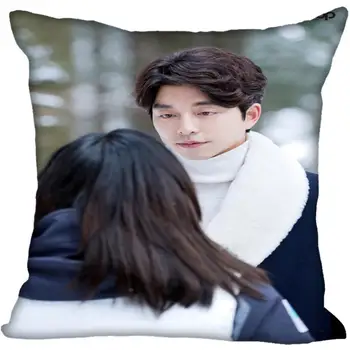 Korejski pop Novo Gong Yoo Tiskanje Kvadratnih svile Pillowcases Saten Blazino Zajema dva Straneh Prevleke po Meri Logo