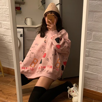 2020 Pomlad Ženska Oblačila Hoodies Teen Ulica Harajuku Hip Hop Pastelnih Majica za Ženske Tiskanje Ohlapen pulover s kapuco za Prosti čas Bts