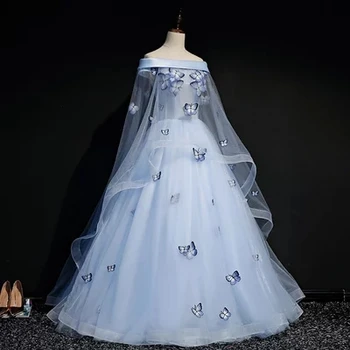Svetlo modra metulj tančico plašč žogo obleke Srednjeveški Renaissance Obleke kraljice cos Viktorijanski obleko /Antoinette/ Belle žogo