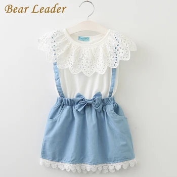 Medved, Vodja Dekleta Obleke 2021 Novo girls srčkan obleko bele pasu jeansa obleko brez rokavov bombaž poletje obleko lepo dekliška oblačila