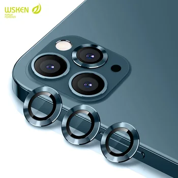 WSKEN Objektiv Kamere Protector za iPhone 12 Max Pro Premium HD Kaljeno Steklo za iPhone 12 Pro Kovinski Obroč Aluminij Zlitine Pokrov