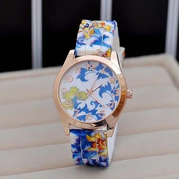 Novi Silikonski Trak Watch Lep Cvet Porcelana Design ročno uro Ženske Študentov Dekleta LXH
