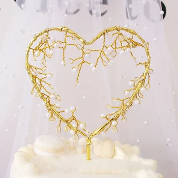 1PCS Cupcake Torto Pokrivalo Kartico Vstavite Moda Pearl Ljubezen Srce Torto Dekoracijo Za Dom Poroko Srečna Stranka Dobave