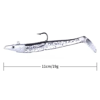 5Pcs/veliko Silikonski Fishing Lure Vodijo Glavo 19 g/11 cm Umetno Wobblers Jigging Vaba Mehka Vaba brancin Krap Ribolov Reševanje,