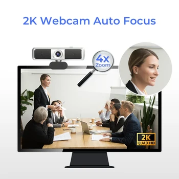 2K 4X Webcam 1080p samodejno ostrenje, Spletna Kamera Z Mikrofonom, Webcam 4k Spletni Camara Za pc usb Kamera Spletna Kamera HD webcam 1080p 60fps