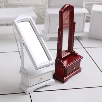 NOVO 1:12 Mini Lutka Hiša Celotno Dolžino Toaletno Ogledalo Model S Predalom Opremo Soba, Pohištvo, Igrače Za Otroke