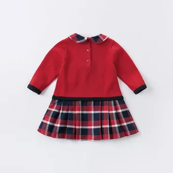 DB14925 dave bella jeseni baby dekle srčkan risanka kariran pulover obleko otroci in modnih stranka obleko otroci dojenčka lolita obleko