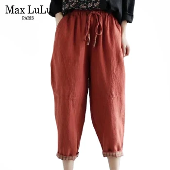 Max LuLu 2021 Pomlad Nove Modne Ženske Letnik Priložnostne Hlače, Womens Elastična Perilo Hlače Ženske Kitajski Slog Svoboden Pantalons