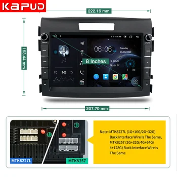 Kapud Autoradio Android10 Za Honda CRV CR-V GPS Multimedia Video avtoradio, Predvajalnik 2012 2013 2016 4G Stereo Navigacijo