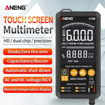 ANENG 618B Digitalni Multimeter Dotik DC/AC Profesionalni Analogni Tester True RMS Multimetro Tranzistor Kondenzator NKV Izpraševalec Meter