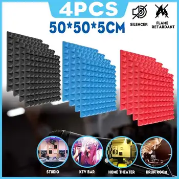 4PCS 50X50X5CM Soundproofing Pene Akustične Pene Zvok Zdravljenje Studio Absorpcije Prostora Ploščice Poliuretanske Pene