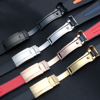 Vroče prodajajo gume watchband za rox manšeta 20 mm 22 mm Šivi barve Osebnost Moški Duh vodoodporni silikonski Trak