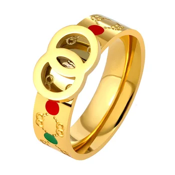 Posebni Dvojni Križ Krog Zlata prstana Za Ženske Edinstven Design 316L iz Nerjavečega Jekla Rdeče in Zelene Pike Ženski Prstan Darilo