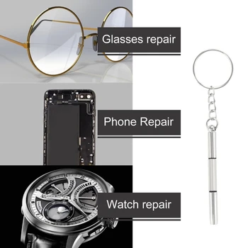 ELEG-100 kozarcev/Paket 3 v 1 Eyeglass Izvijač Sunglass Očala Gledajo Orodje za Popravilo Kit z Keychain Prenosno Orodje Izvijač