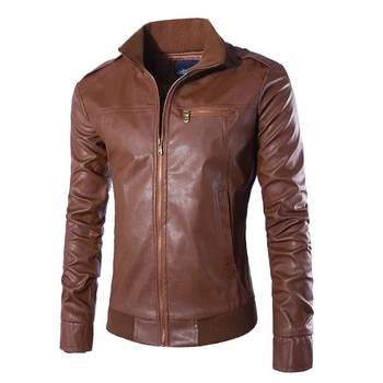 Vroče prodaja moških usnjeno jakno moda motoristična jakna, plašč