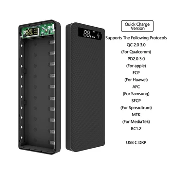 10*18650 Hitro Polnjenje Različica Power Bank Primeru Dvojno USB Mobilni Telefon Napolnite QC 3.0 PD DIY Lupini 18650 baterijo Držalo za Polnjenje Box