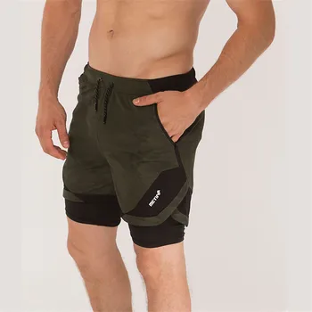 Moške kratke hlače velikosti priložnostne telovadnic krovu Dve plasti Linijskih joggers fitnes oblačila movementbodybuilding prikrivanje Dvojno 2019
