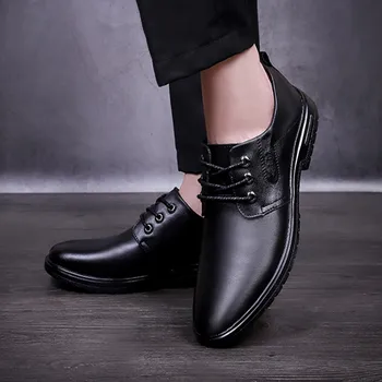 2018 usnje priložnostne moška obutev moda za moške ravno čevlji krog glavo udobno urad moška obleka, čevlji velikosti plesni čevlji
