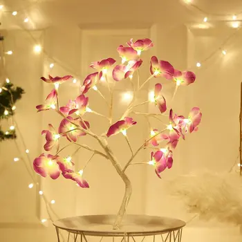 LED Orhideja Veje Umetne Svetlobe Cvet Cvetni Dekorativni Cvet Drevo Tabela noč Luč za Dom Božično zabavo Dekoracijo