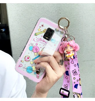Sailor moon imetnik primeru Za Redmi note9 /note8 /note7 pro Kitajska Jasno telefon kritje za Xiaomi 10 K20 K30 igrača visi vratu traku