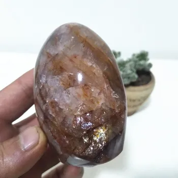 Naravni kamen rdeče hematoid quartz crystal display doma okrasni kamen barve romantično Multi-vključitev Crystal