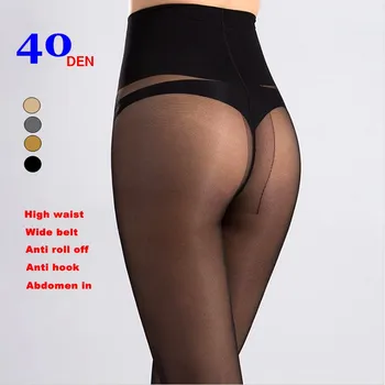 ženske T-mednožje 40D žamet Visoko širok pas-pas anti roll-off hujšanje legs, pantyhose,anti kavljem hlačne nogavice,M-L