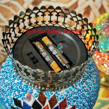 Maroko turški Mozaik Lučka za Ročno Vitraž Spalnica namizne Svetilke Baterije Upravlja in Stikalo za LED Brezžični Nočna Lučka