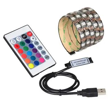 USB 5V 5050 RGB Trak svetlobe 60led 1m 2m mini IR 24key krmilnik black PCB NI vodotesen RGB prilagodljive luči Lepilo