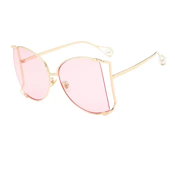 2020 Novo Blagovno Znamko Biseri Pol Okrogla Sončna Očala Ženske Modni Velik Okvir Gradient Sončna Očala Ženski Oculos Unisex Očala