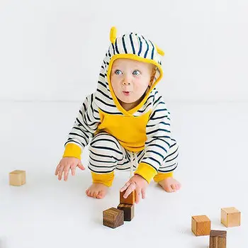 Novorojenega Dojenčka Baby Fantje Dekleta Romper Hooded Jumpsuit Obleka, Obleke, Obleko