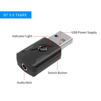 4 V 1, USB, Bluetooth 5.0 Avdio Oddajnik Sprejemnik 3.5 MM AUX RCA Stereo Brezžični Adapter za Ključ Za PC Avto Slušalke