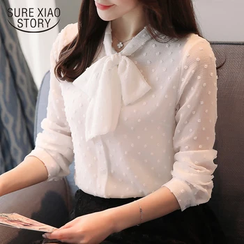 2021 moda za ženske bluzo majica bela žensko bluzo z dolgimi rokavi ženske vrhovi floating-point predenje OL slog blusas 0976 30