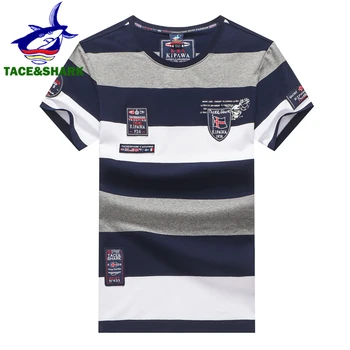 TACE&SHARK blagovne Znamke Poletje Prugasta Kratek Rokav T-srajce Moda Shark T Shirt 2020 Priložnostne Sivo Tshirts Mens Vrhovi Tees Oblačila