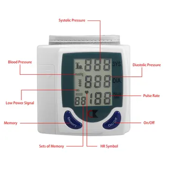 Zdravstveni Samodejni Digitalni Zapestni Krvnega Tlaka Monitor za Merjenje Srčni Utrip srčni Utrip DIA Tonometer Sphygmomanometer
