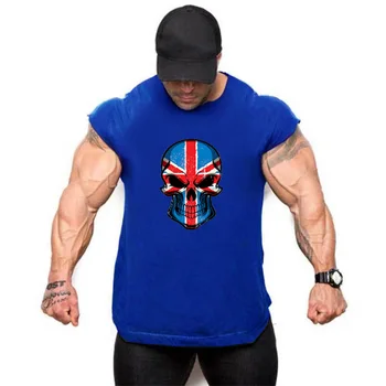 Fitnes moška majica brez rokavov, široka ramena telovnik bodybuilding tank zgornji del moški bombaž 2021 poletje novo zastavo VB tanktop