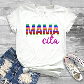 2020 Mama Cita Rokavi Ženske Cinco De Mayo T-shirt Srčkan Mamacita Srajce Smešno Senorita Tees Tumblr Vrhovi