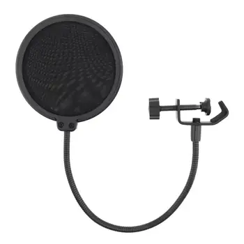 Trajno Dvojno Plast vetrobranskega stekla Studio Mikrofon Prilagodljiv Vetrni Zaslon Masko Mic Pop Filter Bilayer Ščit za Govorjenje, Snemanje
