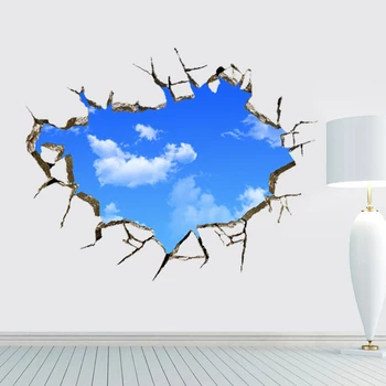 MAMALOOK 3D Modro Nebo, Beli Oblaki Stenske Nalepke Za Otroke, Otroška Soba, Strop Strehe Umetnosti Zidana Doma Dekor samolepilne Tla Stene