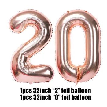 Za 20. Rojstni dan Okraski Rose Gold 20 Baloni Happy Birthday Balon Banner Odraslih Rojstni dan, Obletnico Poroke Stranka Dekor 75D