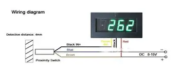 Digitalni LED Udarec merilnik vrtljajev / MIN Hitrost Plošči Merilnik 5-9999RPM Tacho Merilnik + Dvorani Bližine Stikalo Senzor 12V 8-15v zelena