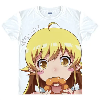 Bakemonogatari Natisnjeni T-shirt Senjougahara Hitagi Cosplay Sengoku Nadeko Tshirts Vrhovi Moda Anime Tees Poletje T Shirt majica