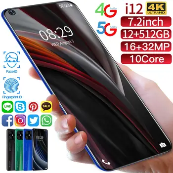 2020 Nova Globalna Različica i12 Telefon 10 Core 8 + 256G Dual Sim Dual Pripravljenosti 7.2 Palčni Full Screen Ultrabook Mobilni Telefon Omrežju 4G