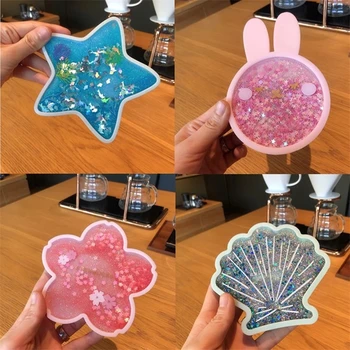 Silikonski Srčkan Coasters Zajec Romantično Češnjev Cvet Sezone Ocean Živim Vode Pokal Vrč Placemat Blazina Pad Izolacija
