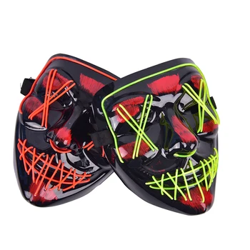 1PC Halloween LED Masko Cosplay Stranka Neon Light Up Maske Maškarada Pustni Kostum Rekviziti