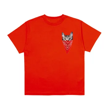 Luštna Mačka Žensk O-vratu Puloverju Bombaža T-shirt Svoboden Tisk T-shirt Evropske Ameriški Stil Vrhovi Priložnostne Hipster Ženske Oblačila